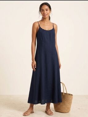 Calypso St. Barth Maxi Dress Womens Size XXL Navy Blue Flowy Linen Blend NEW NWT